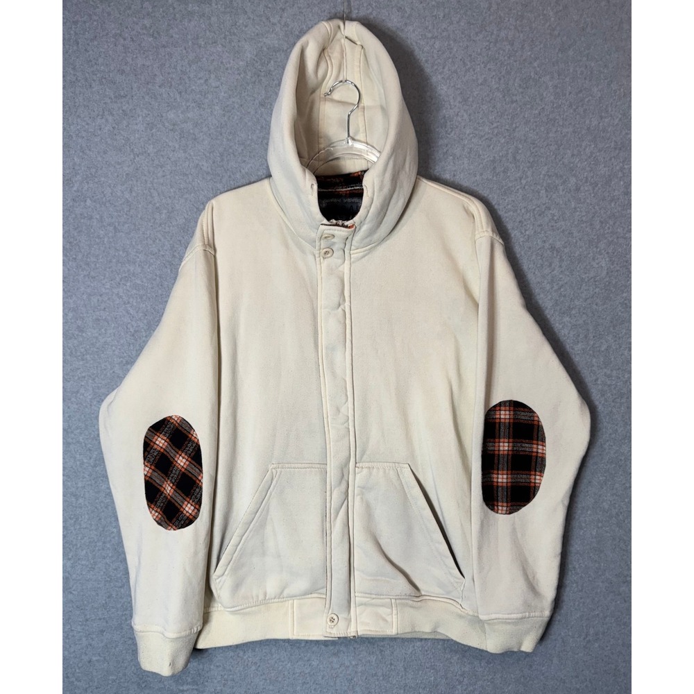 F.U.S.A.I. Hoodie‎ Womens XL Plaid Lined Full Zip Elbow Patch Jacket